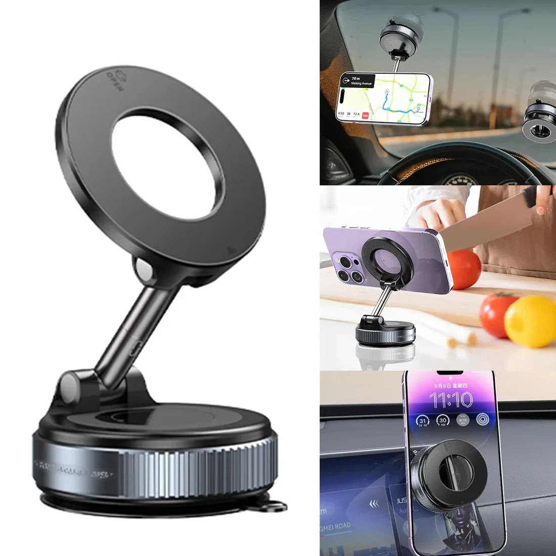 Premium Magnetic Vacuum Phone Holder – 360° Rotation & Works Anywhere